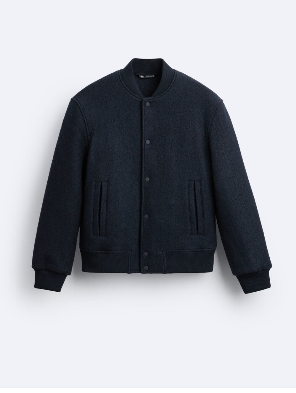 ZARA Navy Blue Wool Bomber Jacket